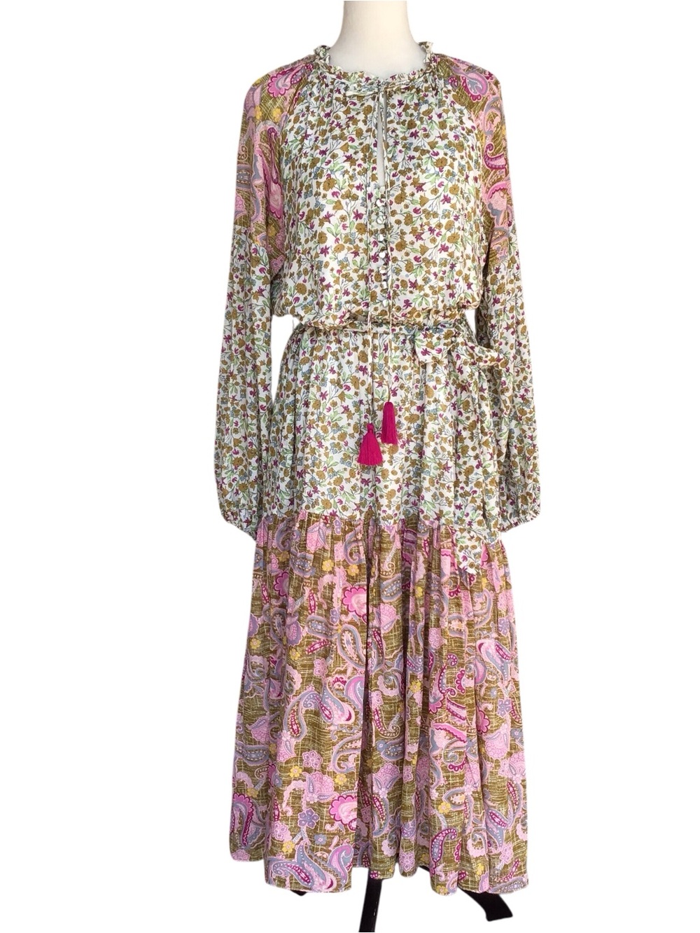 A Loves A Floral Paisley Cotton Maxi Dress